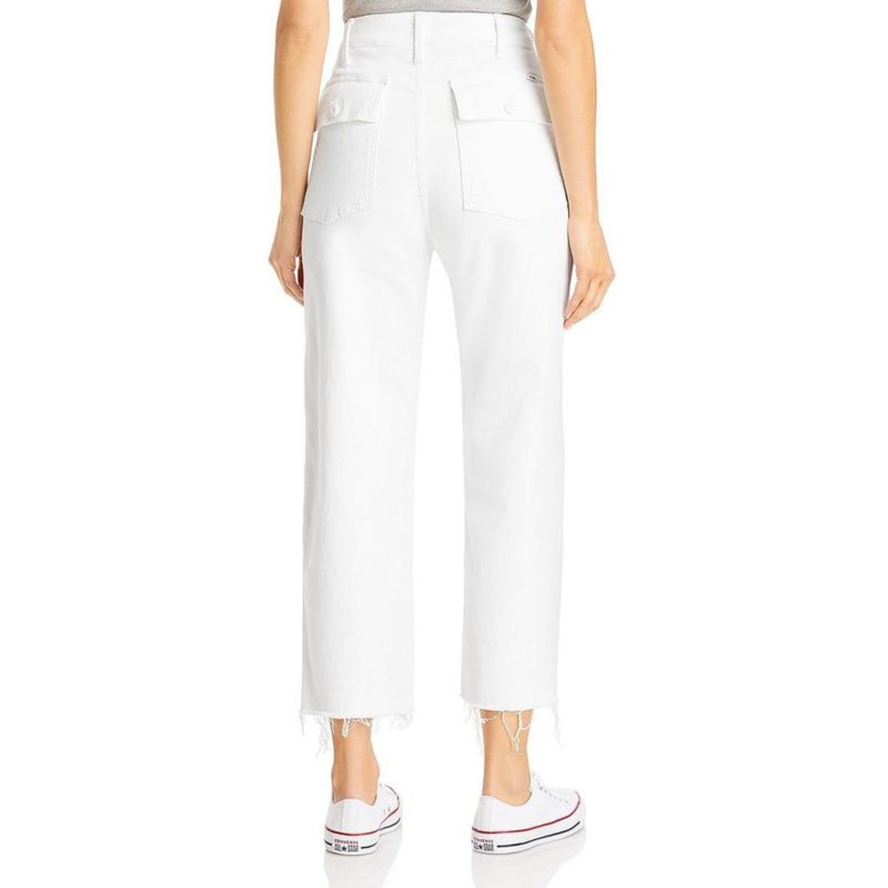 Mother Womens White High Rise Raw Hem Denim Ankle Jeans NWT - Picture 2 of 2